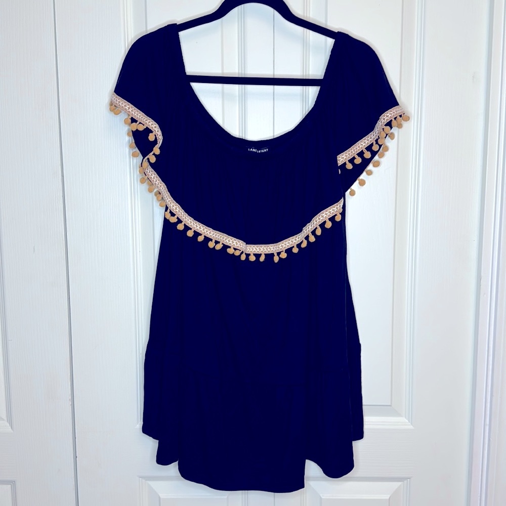 NWT Lane Bryant Off Shoulder Cute Tops Navy Blue Size 18/20 or 1XL Plus Size